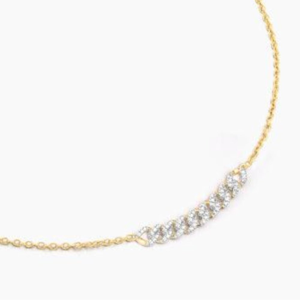 Diamond & 14K gold plated chain link necklace